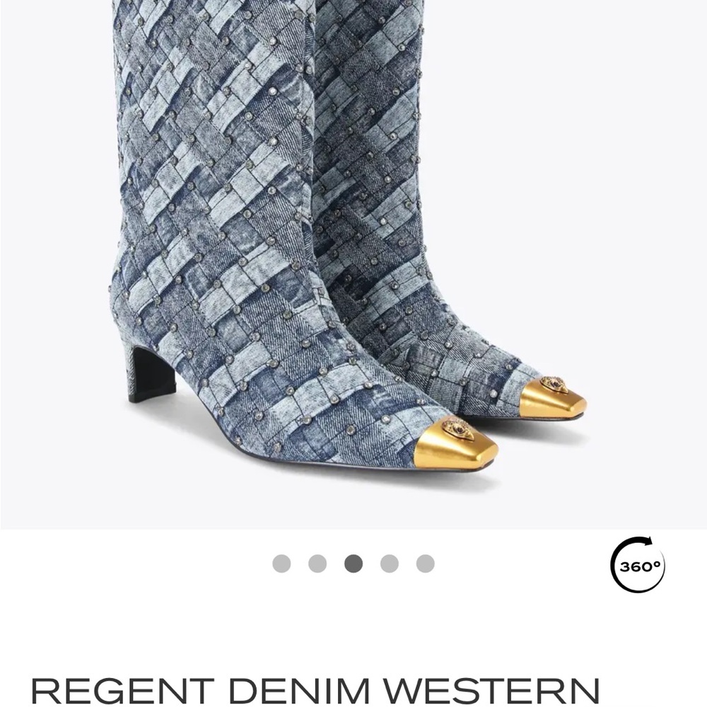 Kurt Geiger Blue and Gold Heeled Boots